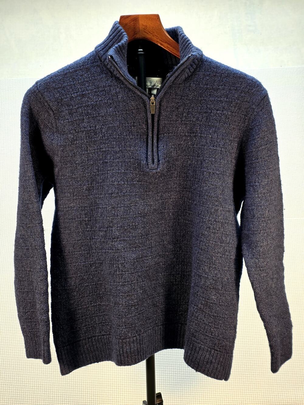 The Territory Ahead Women's Large Wool Quarter Zip Sweater Navy Knit Pullover